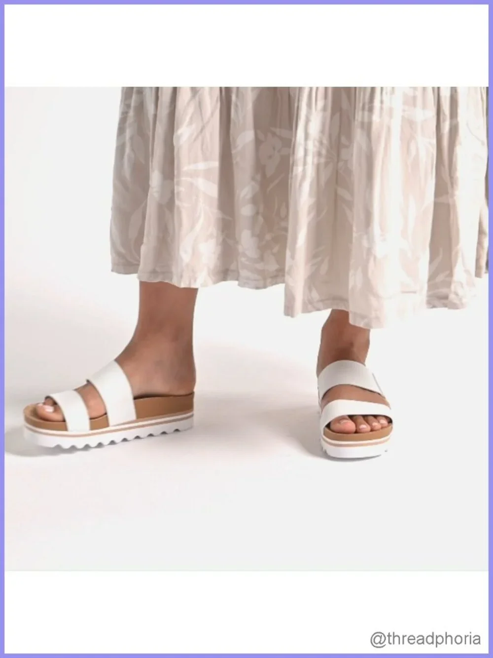 Womens Platform Slide Sandals Faux Leather Arch Support Cushion Footbed Casual